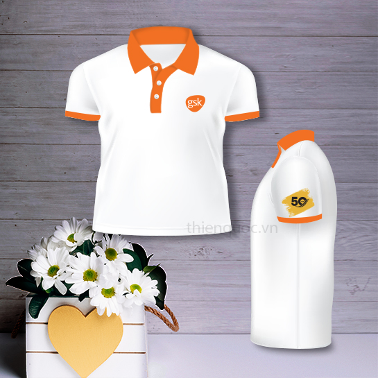 Áo thun có cổ trắng cam GSK